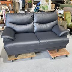 ☆ 2人掛けソファ ☆ ラブソファ W145㎝ ブラック シンプルデザイン 