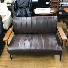 2人掛ソファ ニトリ インダストリアルデザイン 合皮xウッド ブラウン