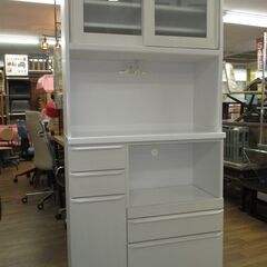 R070 サンコウ キッチンボード、コンパクト食器棚、幅90cm Used/美品  