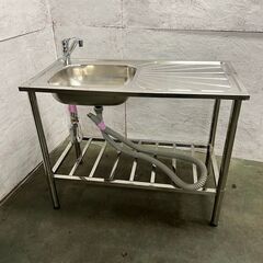 ステンレス製 1槽シンク 厨房用品 業務用 店舗用品 水栓付き W1000×D505×H780 Y0447