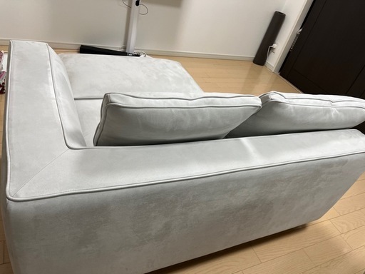Amazon｜家具350 ソファー オットマン 2人掛け ロー フロア クッション カウチ 肩肘 コーデュロイ アイアン脚 リビング 白 アイボリー 118047｜ソファ・カウチ オンライン通販