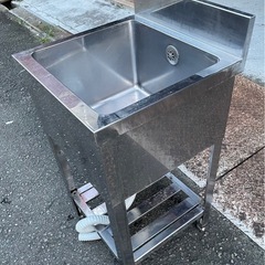 業務用 1槽シンク 幅450×奥450×高さ800+100(mm) BG付き バックガード付き 一層シンク 一層 1層 一槽 厨房機材 厨房機器 店舗用品 大阪