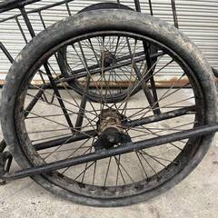  WY14/82 リヤカー 台車 運搬 搬送 手押し 古民具 昭和レトロ アンティーク ヴィンテージ 荷台サイズW80×D95cm ★直接引取限定〇