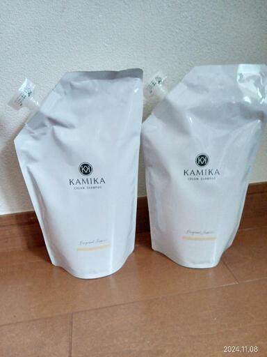 【お礼有り】KAMIKA オールインワンクリームシャンプー　詰替　ベルガモットジャスミン600g×2袋\n
