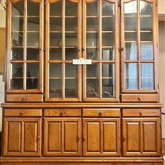 ☆ジモティ割あり☆ 隈木工所 カントリー調食器棚 木目 W120×D46.5