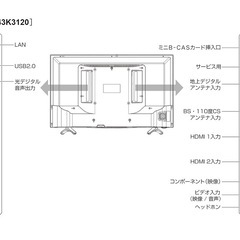 ハイセンス 43V型 液晶 テレビ HJ43K3120 フルハイビジョン 外付けHDD