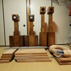 自作スピーカー　スーパースワンD101S  クレーンF111 長岡式　ラック用板　ケーブル他