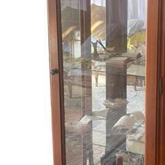 中古 木製 北欧風 ガラスキャビネット 猫足 ネコアシ 猫あし 収納 直接取引