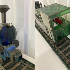 ■ioy1104■ステンドグラスの汽車の置物■