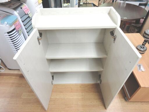 ☆ジモティ割あり☆ レンジボード 白/茶 H200×D48×W116 クリーニング 
