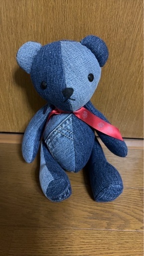 フルカウント デニム製クマのぬいぐるみ 26×18センチ