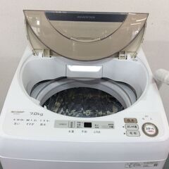 YJT9797【SHARP/シャープ 7.0㎏洗濯機】美品 2022年製 ES-SH7C-N 家電 洗濯 穴なし槽