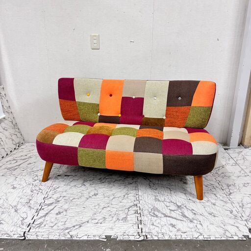 20429 2人掛けソファ パッチワークソファ ◇大阪市内・東大阪市他