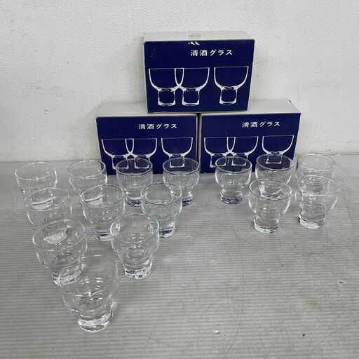 【柳宗理デザイン】 柳宗理 清酒グラス 15個セット 酒器 日本酒 グラス 店舗用品 食器 箱付き 未使用保管品 Y0457