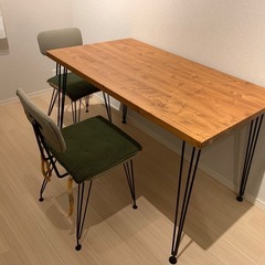 元値19,990円】LOWYA ダイニングテーブル 無垢材 スチール脚