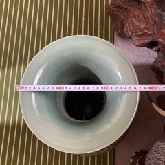 網目青磁 秋岩作 骨董品 透かし彫り 飾り壺 特大