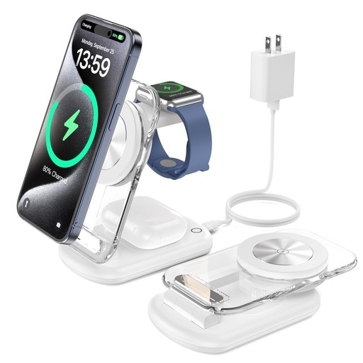 新品未使用 ワイヤレス充電器 3台同時充電 MagSafe対応 折りたたみ Qi 