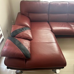 ニトリ/nitori 3人掛けカウチソファ L字ソファ 幅約240cm 本革+