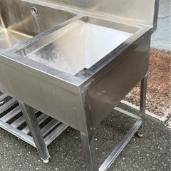 業務用 2槽シンク 幅1200×奥600×高さ800+120(mm) 二槽シンク ダストボックス アラ入れ 二層シンク 二層 2層 店舗用品 厨房機器 大阪発