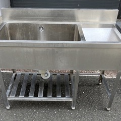 業務用 2槽シンク 幅1200×奥600×高さ800+120(mm) 二槽シンク ダストボックス アラ入れ 二層シンク 二層 2層 店舗用品 厨房機器 大阪発