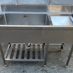 業務用 2槽シンク 幅1200×奥600×高800+120(mm) 二槽シンク ダストボックス アラ入れ 二層シンク 2層 店舗用品 魚 厨房機器 大阪 流し台 業務用 2槽シンク 幅1200×奥600×高800+120(mm)