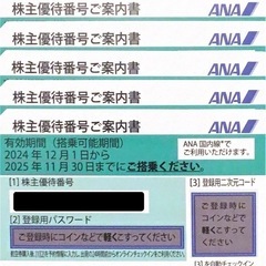 ANA 株主優待券 ６枚 有効期限 2025年11月30日 全日空