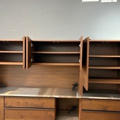 N762★関具製★高級食器棚★レンジボード★カップボード★2点セット幅1600ｍｍ幅700ｍｍ