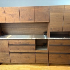 N762★関具製★高級食器棚★レンジボード★カップボード★2点セット幅1600ｍｍ幅700ｍｍ