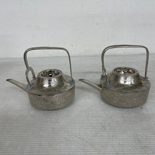 錫製 急須 茶道具 酒器 煎茶道具 昭和レトロ アンティーク インテリア ディスプレイ 茶器 2点セット ③ Y0479