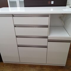 ☆ジモティ割あり☆ レンジ台 ホワイト H100×D48×W120 クリーニング