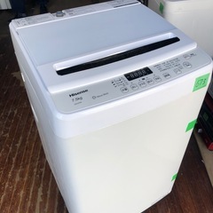 NO 673 🌈福岡市内配送設置無料✨🌈　ハイセンス 全自動 洗濯機 7.5kg ホワイト HW-G75A 最短10分洗濯 スリム