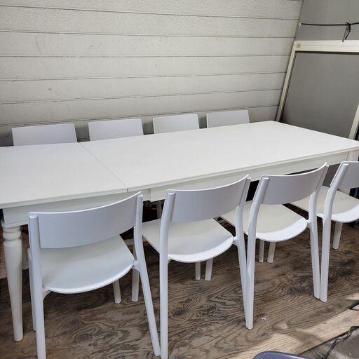 11/15 終 IKEA/イケア INGATORP/インガートルプ 伸長式テーブル 椅子/8脚 セット ダイニングセット 24k菊MZ