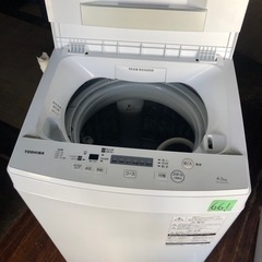 NO 661 🌈福岡市内配送設置無料✨🌈　東芝 全自動洗濯機 4.5kg ピュアホワイト AW-45M5 W