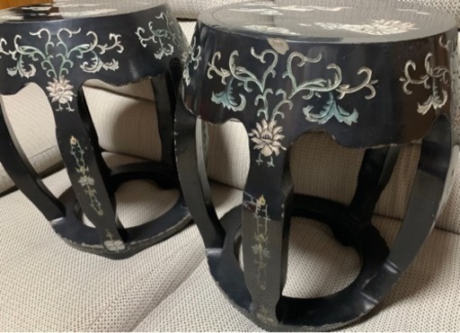 中国美術 サイドテーブル 中国美術 サイドテーブル 木製 ブラック 骨董