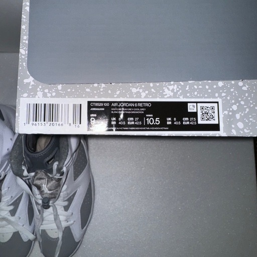 NIKE 新品 箱付き ジョーダン6 クールグレイ 27㎝ ナイキ エア