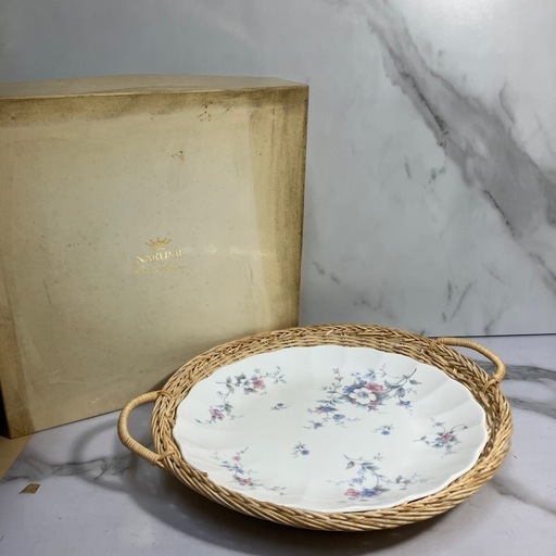 A2411-385 NARUMI カゴ付 サービスプレートセット 9489 中古 お皿は美品