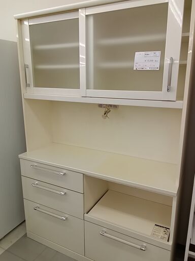 ★ジモティ割あり★  レンジボード オフホワイト H196×D46×W130 クリーニング済み TC2105