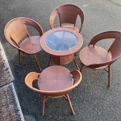 カフェ テーブル 椅子4脚セット カフェチェア 椅子 店舗用品 厨房 店舗用品 ガラステーブル アンティーク カフェ風 ガーデン テラス 大阪発