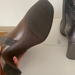 ブルネロクチネリ ブラウンレザーアンクルブーツ ヒール10cm