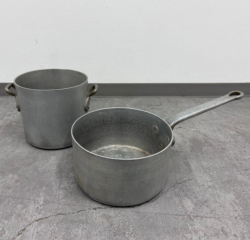 業務用　厨房 調理器器具 アルミ両手鍋 片手鍋 寸胴鍋 ２点セット