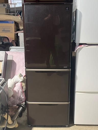 シャープ 冷凍冷蔵庫 350L 3ドア どっちもドア 左右両開き ダーク