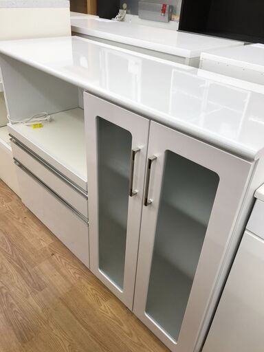 ★ジモティ割あり★ キッチンカウンター    ホワイト   H97×W129×D48   クリーニング済み KJ6905
