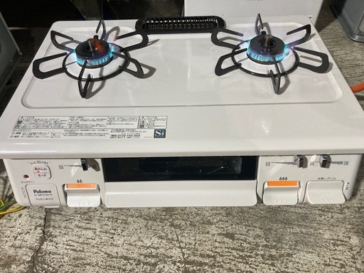 美品　白　パロマ　右強火　LPガスコンロ　水無グリル　プッシュタイプ