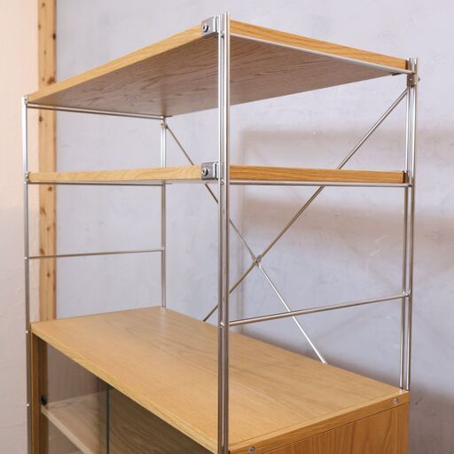 無印良品 スチールユニットシェルフ用・ボックス・ガラス引き戸 オーク