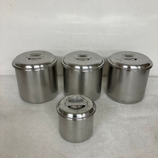 ステンレス製 丸キッチンポット 業務用 厨房機器 キッチン用 4個セット J0592