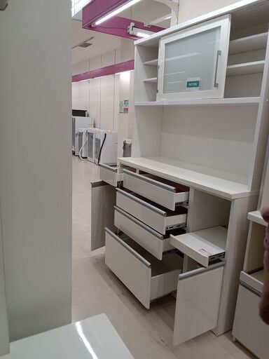 ☆ジモティ割あり☆ NITORI 食器棚 ホワイト W139.5×D51×H201 クリーニング