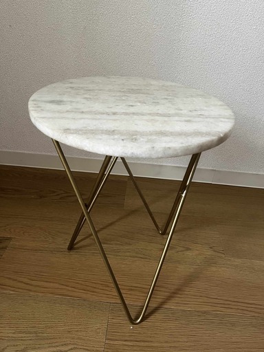 ZARA 大理石調サイドテーブル 丸 直径41.5 ゴールド脚 ZARA HOME