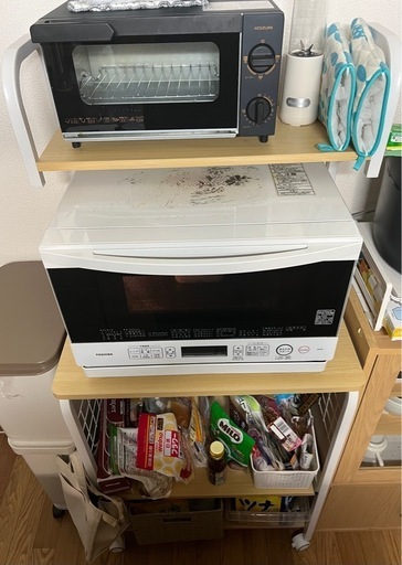 レンジ台 ホワイト 【幅60cm】キッチンカウンター レンジ台 ゴミ箱上