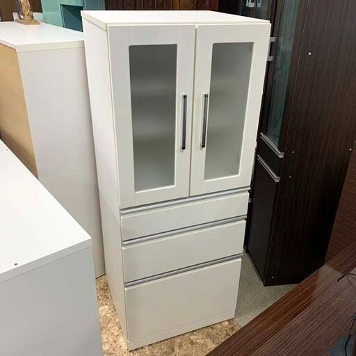 食器棚 ホワイト 高さ148.5cm幅59.5cm奥54.5cm キッチン収納 収納棚 札幌 東区 店頭引き取り歓迎