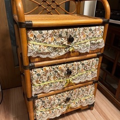 ４段　籐家具 　タンス 　ビンテージ 　ヴィンテージ　古家具　籐ラック ヴィンテージラタン 籐家具 チェスト 4段引き出し タンス ラタン